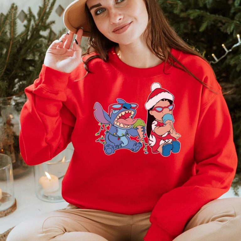 Disney Lilo and Stitch Ice Cream Christmas Hoodie Disney Lilo and Stitch Ice Cream Christmas Hoodie