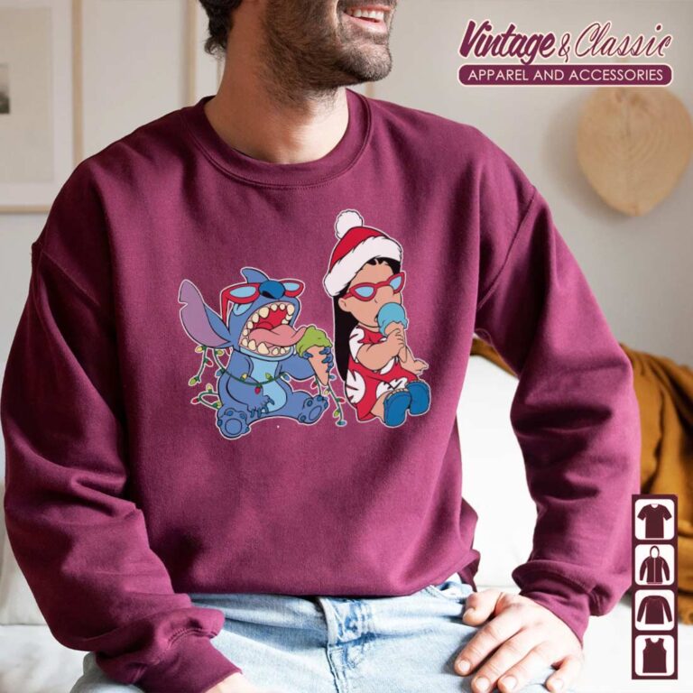 Disney Lilo and Stitch Ice Cream Christmas Sweatshirt Disney Lilo and Stitch Ice Cream Christmas Sweatshirt