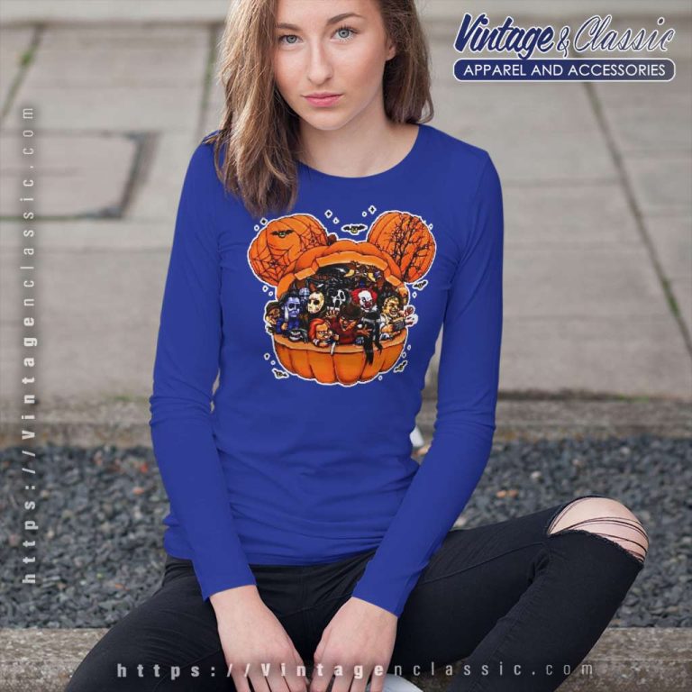 Disney Mickey Halloween Horror Character Pumpkin Long Sleeve Tee Disney Mickey Halloween Horror Character Pumpkin Long Sleeve Tee
