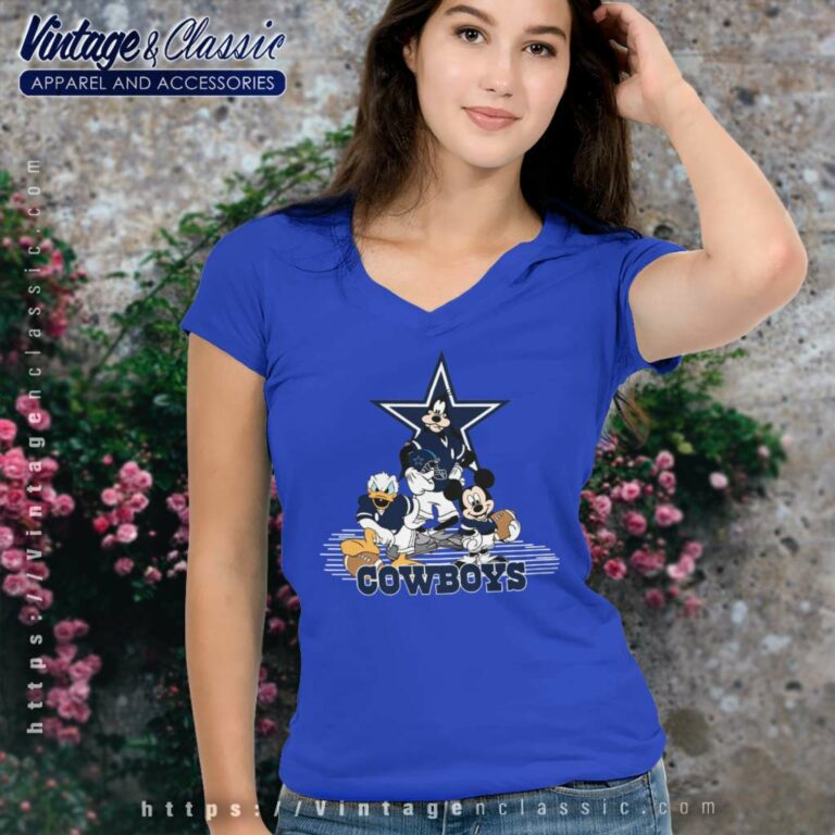 Disney Mickey Mouse And Goofy Donald Duck Dallas Cowboys V Neck TShirt Disney Mickey Mouse And Goofy Donald Duck Dallas Cowboys V Neck TShirt