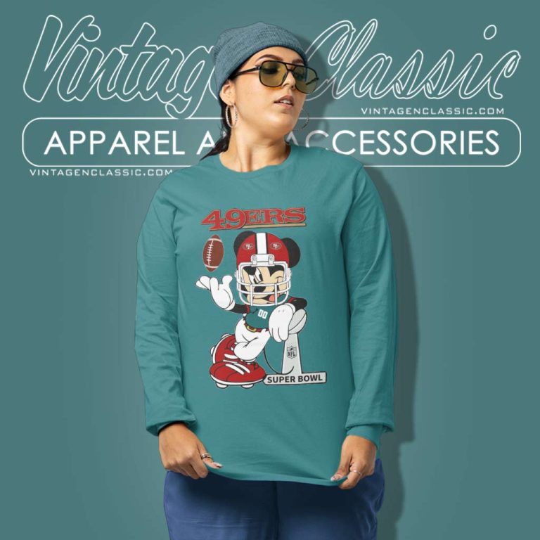 Disney Mickey Mouse San Francisco 49ers Super Bowl Long Sleeve Tee Disney Mickey Mouse San Francisco 49ers Super Bowl Long Sleeve Tee