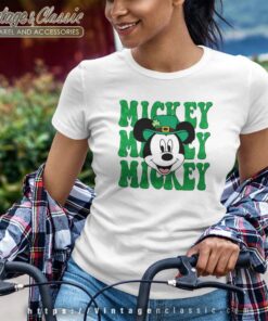 Disney Mickey Mouse Shamrock Clover Tshirt Women