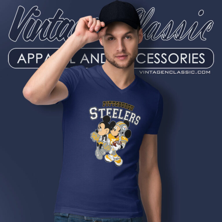 Disney Mickey Pittsburgh Steelers V Neck TShirt Disney Mickey Pittsburgh Steelers V Neck TShirt
