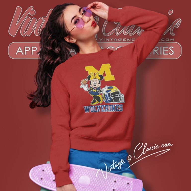 Disney Minnie Mouse Michigan Wolverines Sweatshirt Disney Minnie Mouse Michigan Wolverines Sweatshirt