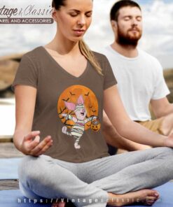 Disney Piglet Halloween Moon Shirt V Neck TShirt