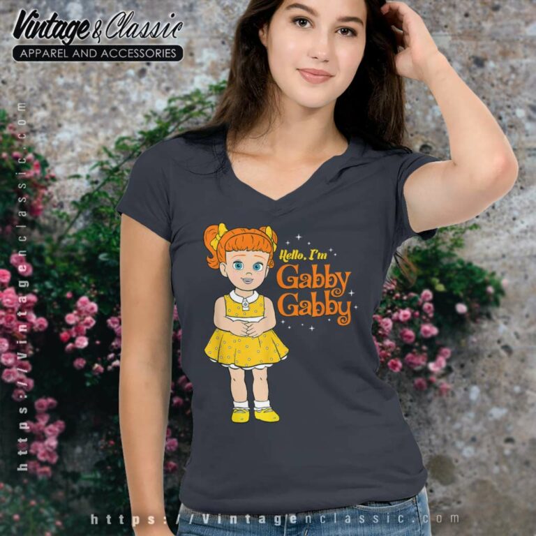 Disney Pixar Toy Story 4 Hello Im Gabby Gabby V Neck TShirt Disney Pixar Toy Story 4 Hello Im Gabby Gabby V Neck TShirt