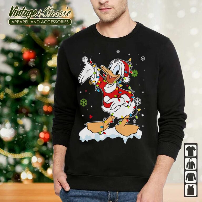 Disney Santa Donald Duck Christmas Lights Shirt Sweatshirt Disney Santa Donald Duck Christmas Lights Shirt Sweatshirt