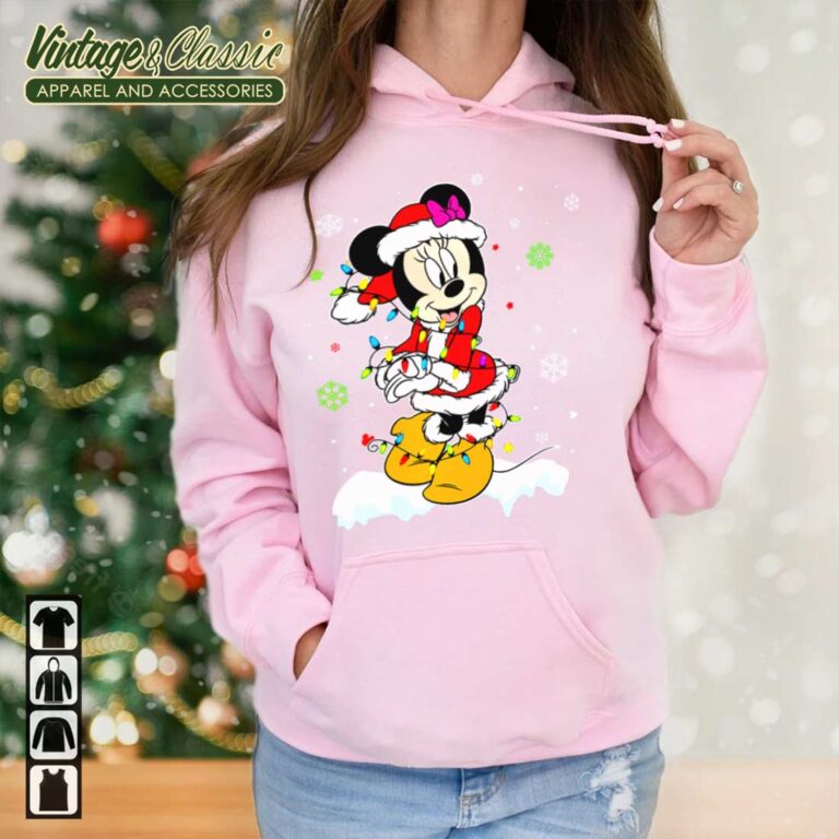 Disney Santa Minnie Mouse Christmas Lights Hoodie Disney Santa Minnie Mouse Christmas Lights Hoodie