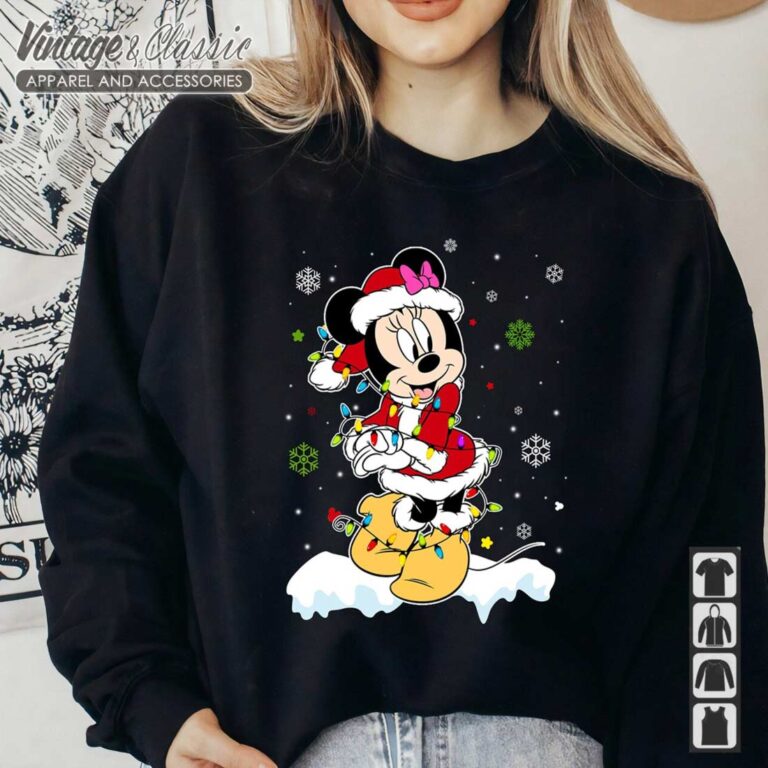 Disney Santa Minnie Mouse Christmas Lights Sweatshirt Disney Santa Minnie Mouse Christmas Lights Sweatshirt