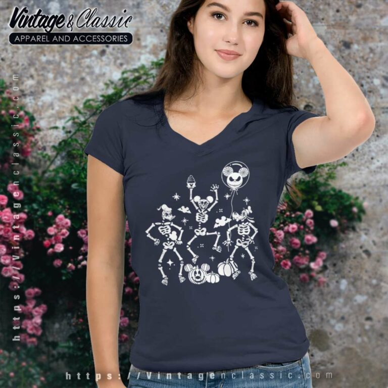 Disney Skeleton Mickey Halloween V Neck TShirt Disney Skeleton Mickey Halloween V Neck TShirt