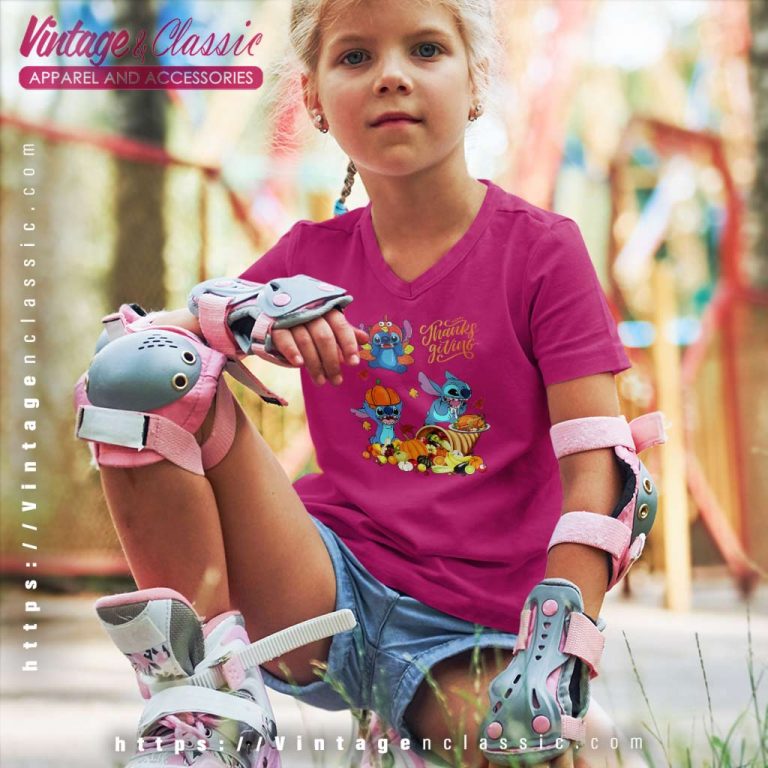 Disney Stitch Happy Thanksgiving kids Vneck Disney Stitch Happy Thanksgiving kids Vneck