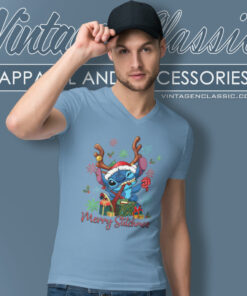 Disney Stitch Merry Stitchmas V Neck TShirt