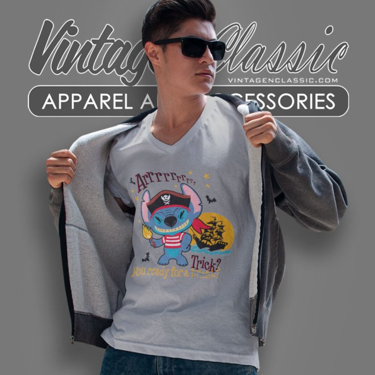 Disney Stitch Pirate V Neck TShirt Disney Stitch Pirate V Neck TShirt