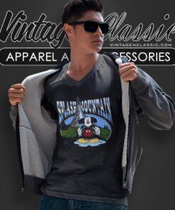 Disneyland Disney World Splash Mountain Mickey V Neck TShirt