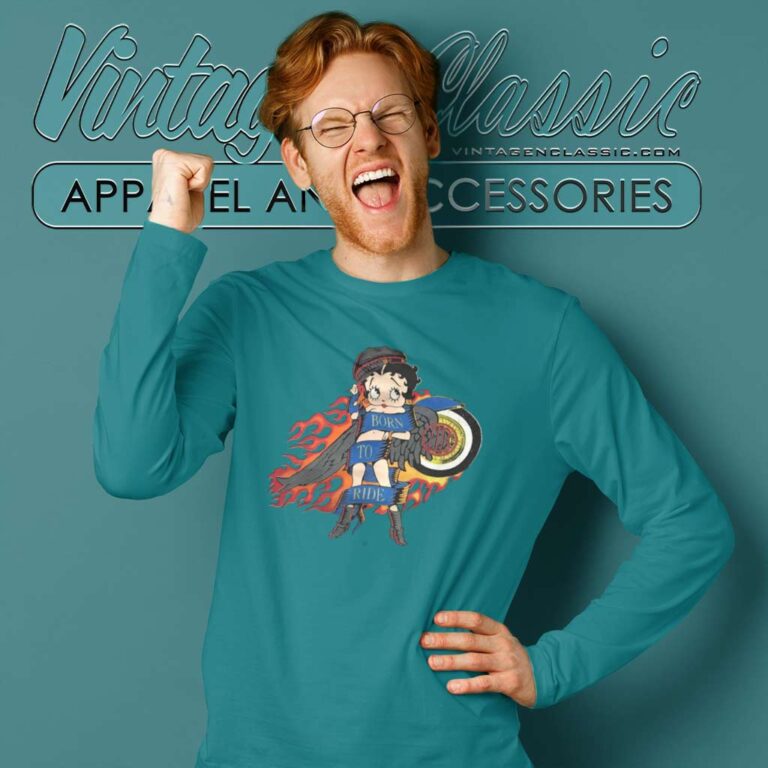 Distress 1992 Betty Boop Born To Ride Long Sleeve Tee Distress 1992 Betty Boop Born To Ride Long Sleeve Tee