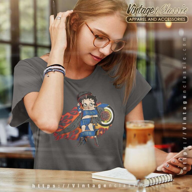 Distress 1992 Betty Boop Born To Ride Women TShirt Distress 1992 Betty Boop Born To Ride Women TShirt