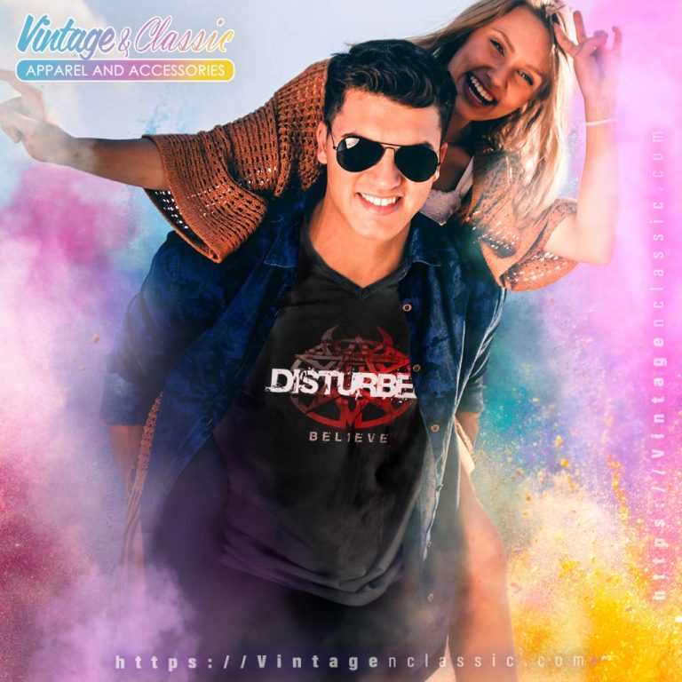 Disturbed Believe V Neck TShirt Disturbed Believe V Neck TShirt