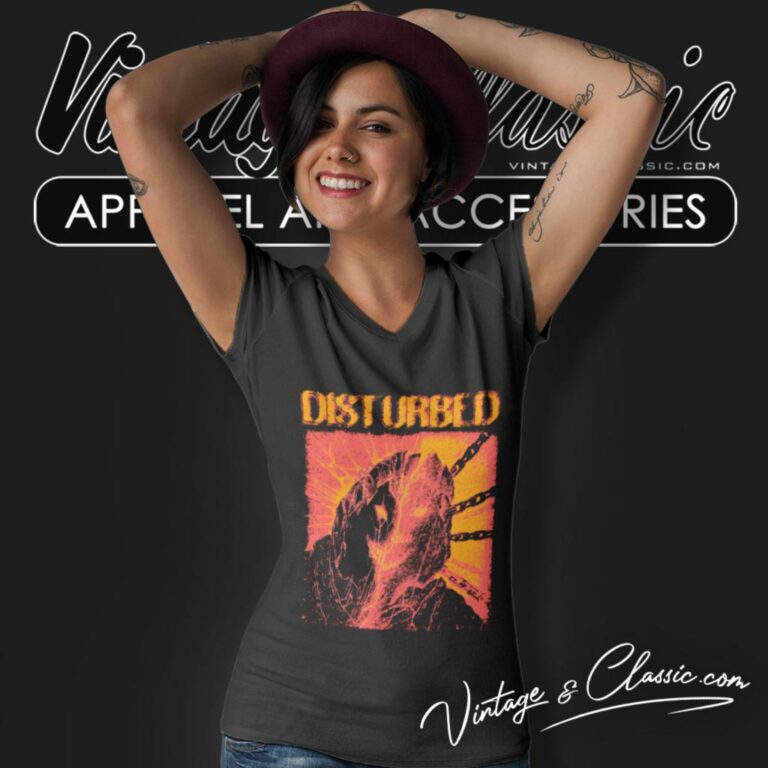 Disturbed Chains Tour V Neck TShirt Disturbed Chains Tour V Neck TShirt