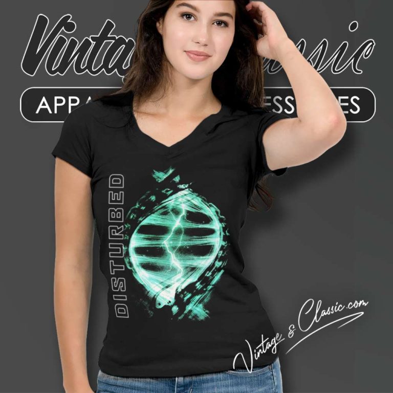 Disturbed Dna Storm V Neck TShirt Disturbed Dna Storm V Neck TShirt