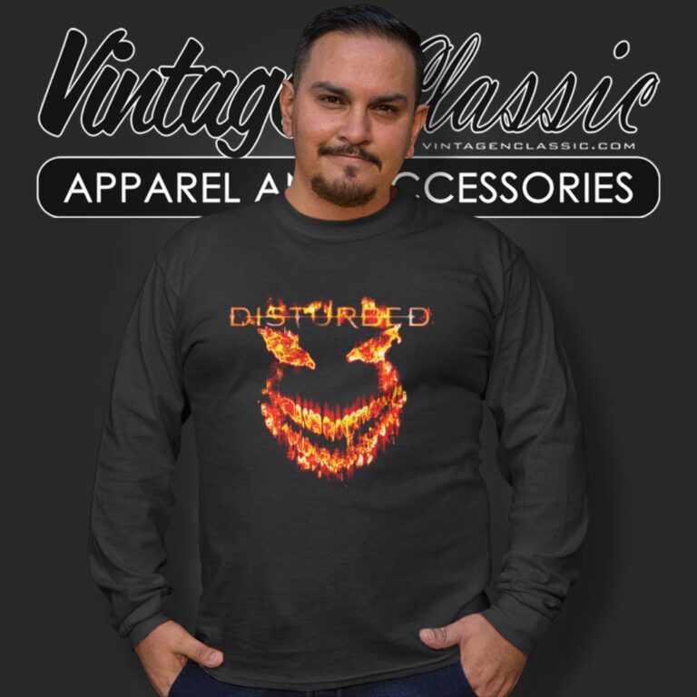Disturbed Face Flame Long Sleeve Tee Disturbed Face Flame Long Sleeve Tee