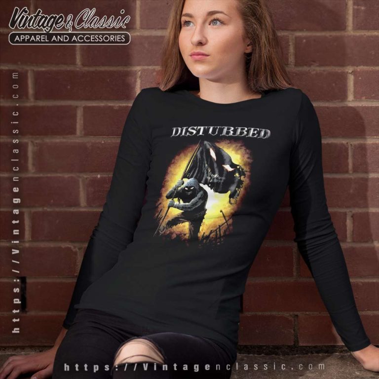 Disturbed Guy With Flag Long Sleeve Tee Disturbed Guy With Flag Long Sleeve Tee