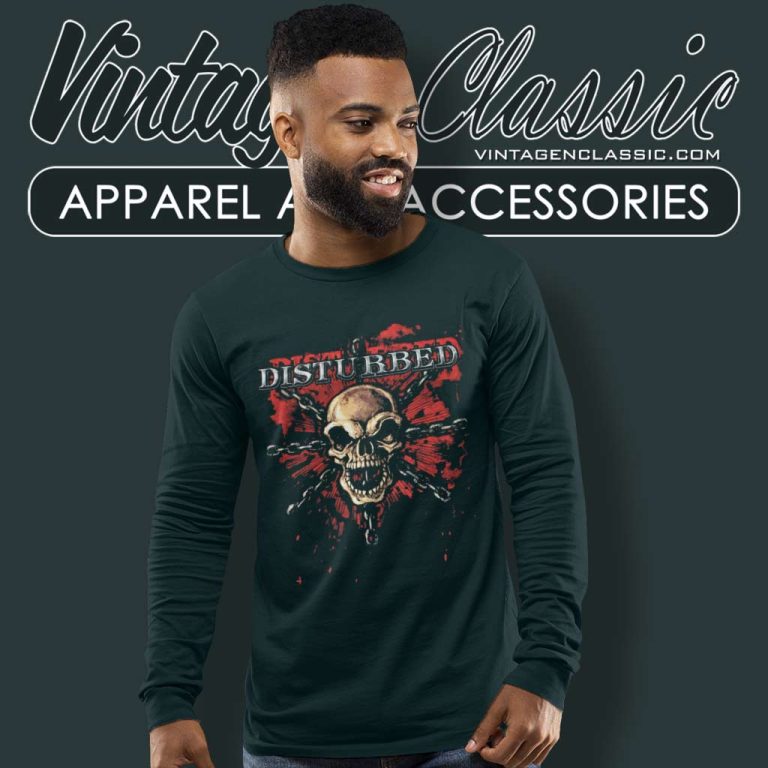 Disturbed Skull In Chains Long Sleeve Tee Disturbed Skull In Chains Long Sleeve Tee