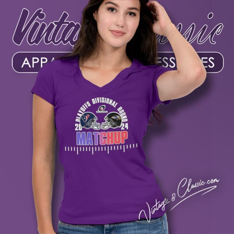 Divisional Round Houston Texans Vs Baltimore Ravens On Jan 20 At Mt Bank Stadium V Neck TShirt Divisional Round Houston Texans Vs Baltimore Ravens On Jan 20 At Mt Bank Stadium V Neck TShirt