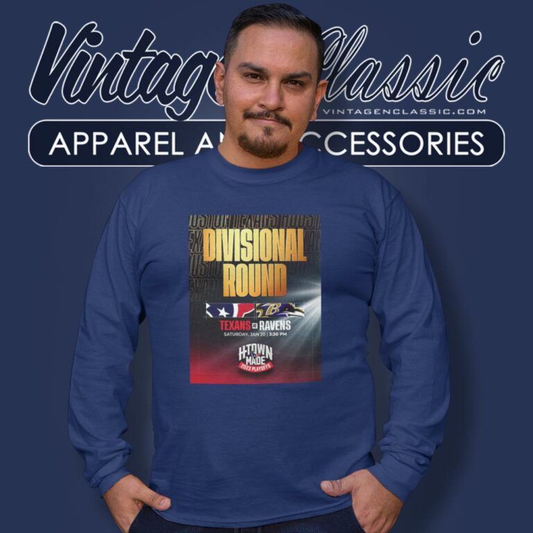 Divisional Round Houston Texans Vs Baltimore Ravens Saturday Jan 20 Long Sleeve Tee Divisional Round Houston Texans Vs Baltimore Ravens Saturday Jan 20 Long Sleeve Tee