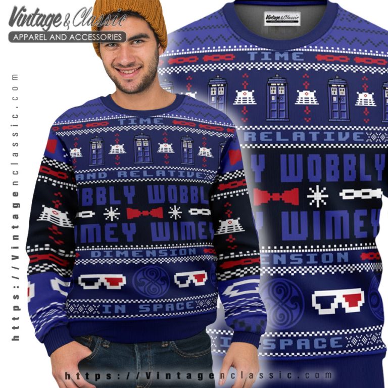 Doctor Who Wibbly Wobbly Ugly Christmas Sweater Ugly Sweater Doctor Who Wibbly Wobbly Ugly Christmas Sweater Ugly Sweater