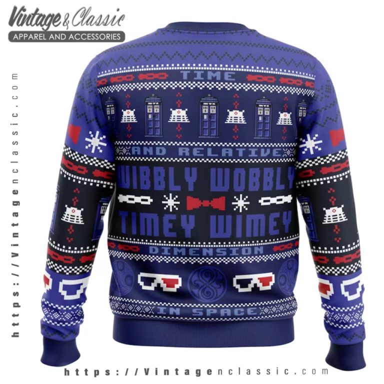 Doctor Who Wibbly Wobbly Ugly Christmas Sweater back Ugly Sweater Doctor Who Wibbly Wobbly Ugly Christmas Sweater back Ugly Sweater
