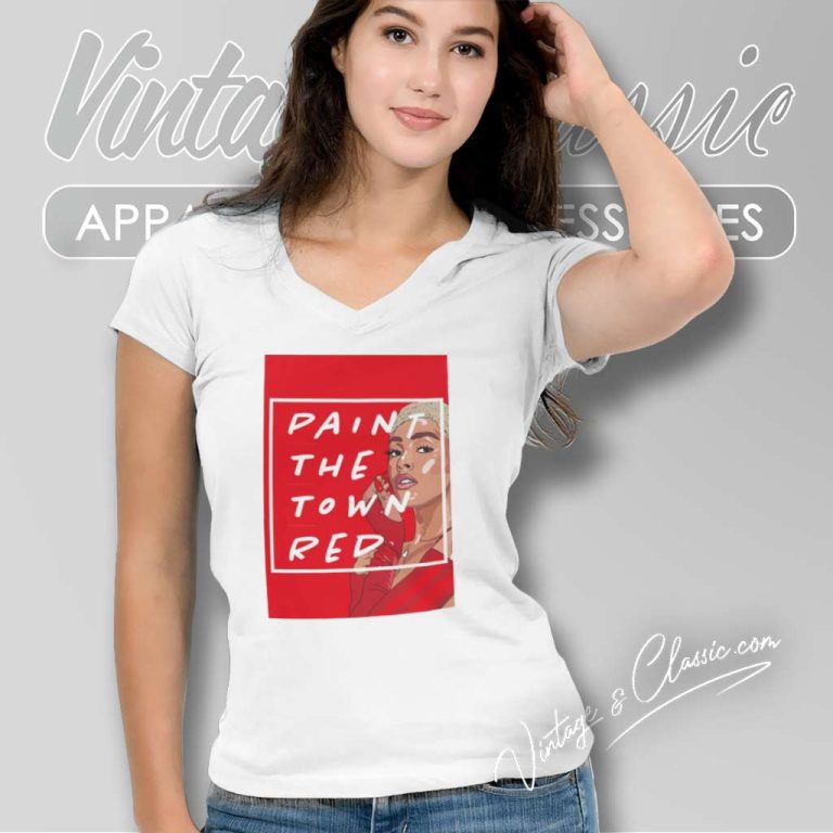 Doja Cat Shirt Paint The Town Red V Neck TShirt Doja Cat Shirt Paint The Town Red V Neck TShirt