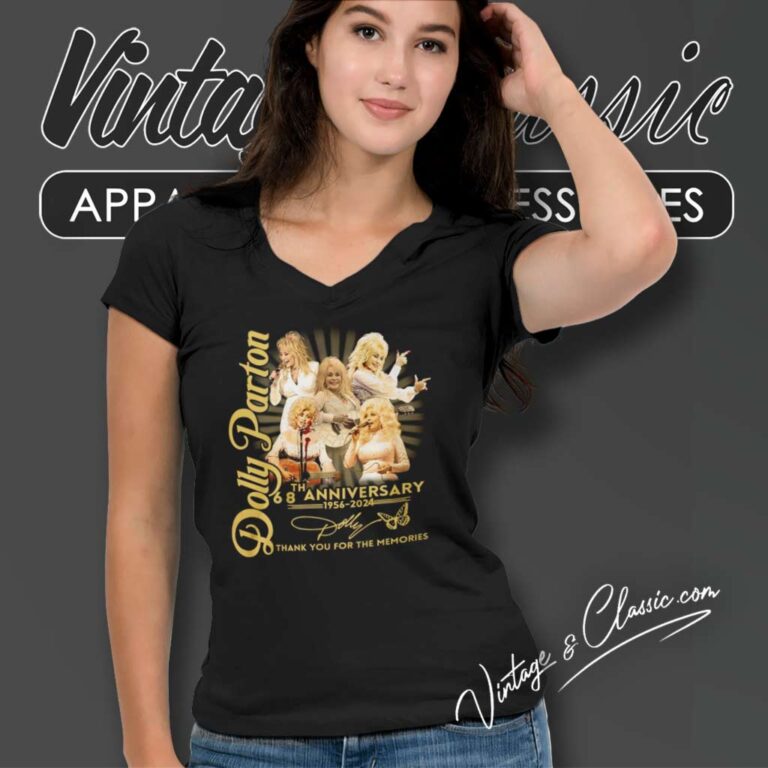 Dolly Parton 68th Anniversary Thank You For The Memories V Neck TShirt Dolly Parton 68th Anniversary Thank You For The Memories V Neck TShirt