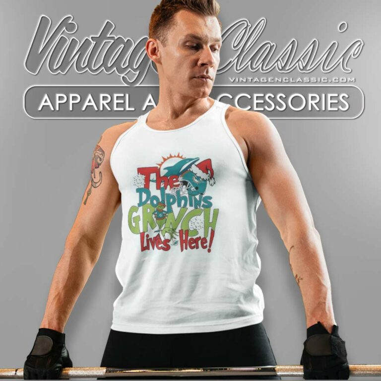 Dolphins X Grinch Lives Here Christmas Tank Top Racerback Dolphins X Grinch Lives Here Christmas Tank Top Racerback