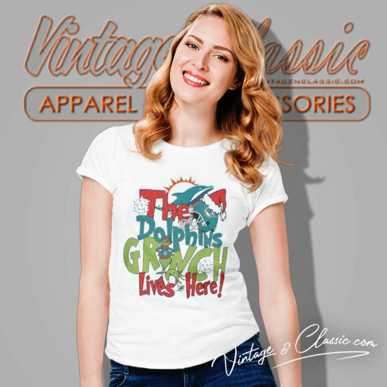 Dolphins X Grinch Lives Here Christmas Women TShirt Dolphins X Grinch Lives Here Christmas Women TShirt