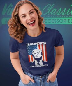 Donald Trump 2024 Take America Back American Flag Women TShirt