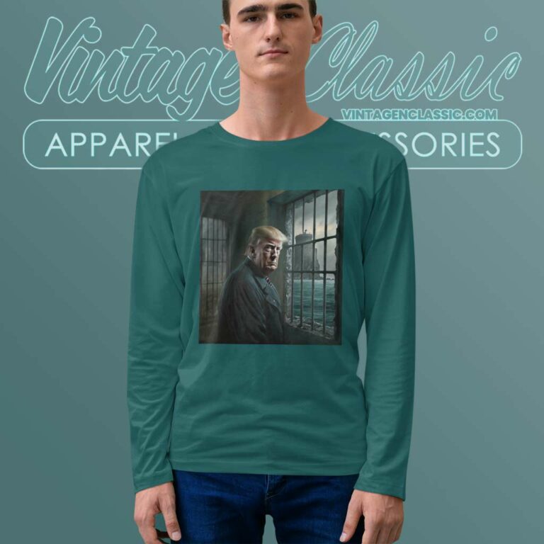 Donald Trump In Alcatraz Prison Long Sleeve Tee Donald Trump In Alcatraz Prison Long Sleeve Tee