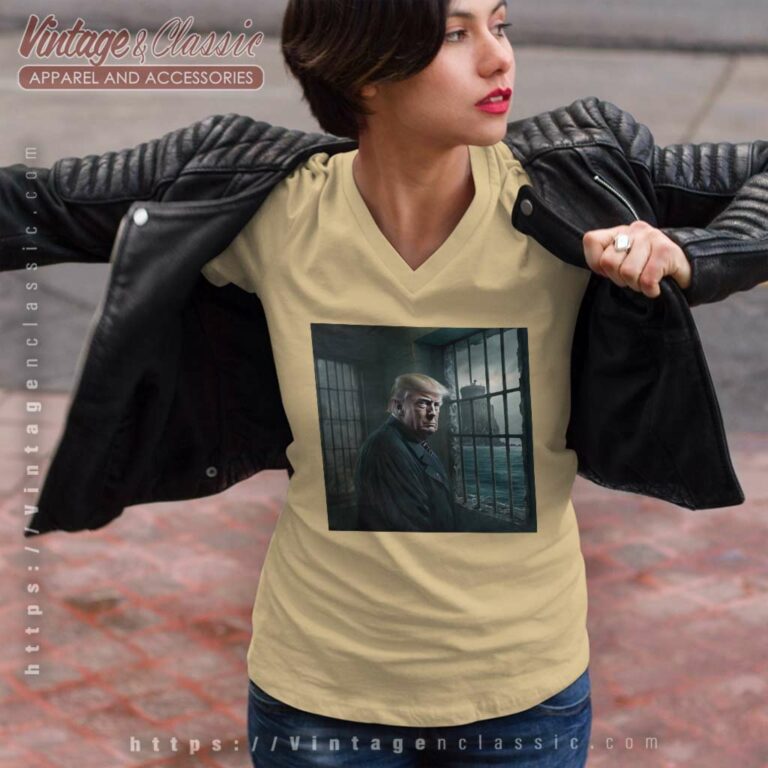 Donald Trump In Alcatraz Prison V Neck TShirt Donald Trump In Alcatraz Prison V Neck TShirt