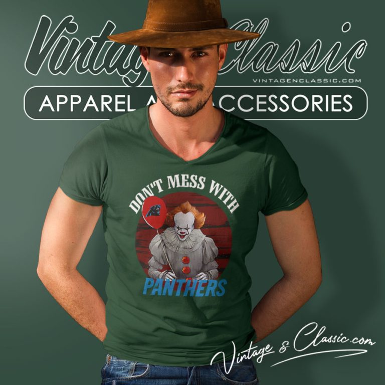 Dont Mess With Carolina Panthers Pennywise It V Neck TShirt Dont Mess With Carolina Panthers Pennywise It V Neck TShirt