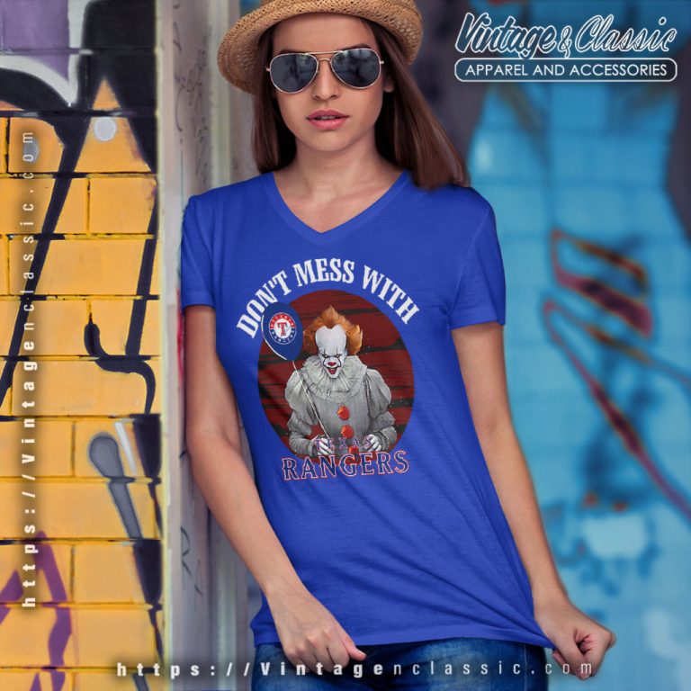 Dont Mess With Texas Rangers Pennywise V Neck TShirt Dont Mess With Texas Rangers Pennywise V Neck TShirt
