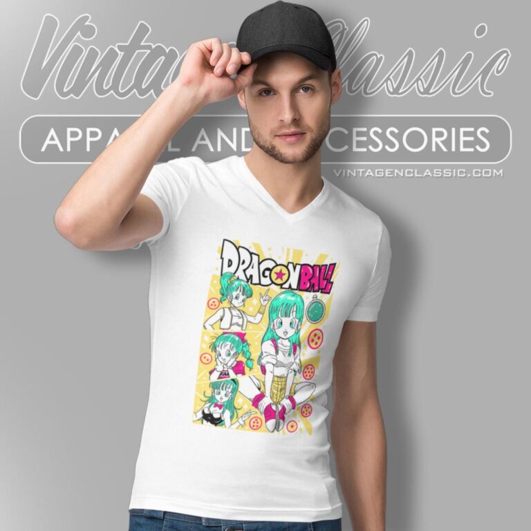 Dragon Ball Z Bulma Retro Graphic V Neck TShirt Dragon Ball Z Bulma Retro Graphic V Neck TShirt