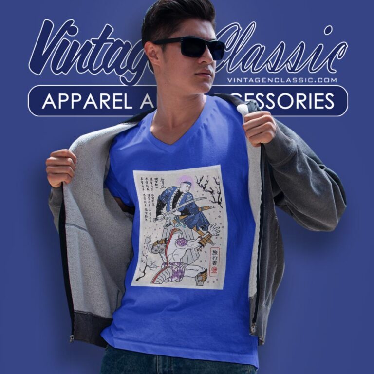 Dragon Ball Z Future Trunks Vs Frieza Samurai Art V Neck TShirt Dragon Ball Z Future Trunks Vs Frieza Samurai Art V Neck TShirt