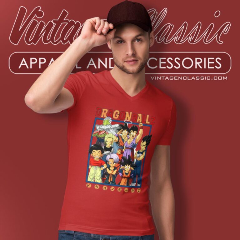 Dragon Ball Z Kanji Characters V Neck TShirt Dragon Ball Z Kanji Characters V Neck TShirt