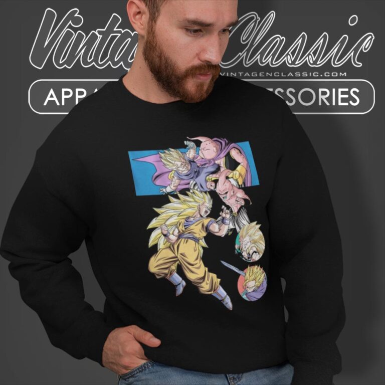 Dragon Ball Z Shirt Majin Buu Vs Gohan Goku Trunks And Vegeta Sweatshirt Dragon Ball Z Shirt Majin Buu Vs Gohan Goku Trunks And Vegeta Sweatshirt