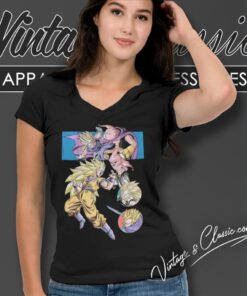 Dragon Ball Z Shirt Majin Buu Vs Gohan Goku Trunks And Vegeta V Neck TShirt