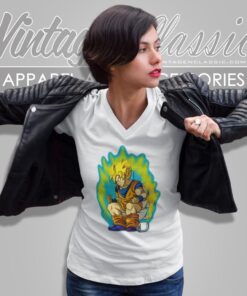 Dragon Ball Z Shirt Super Saiyan Goku Toilet Funny V Neck TShirt