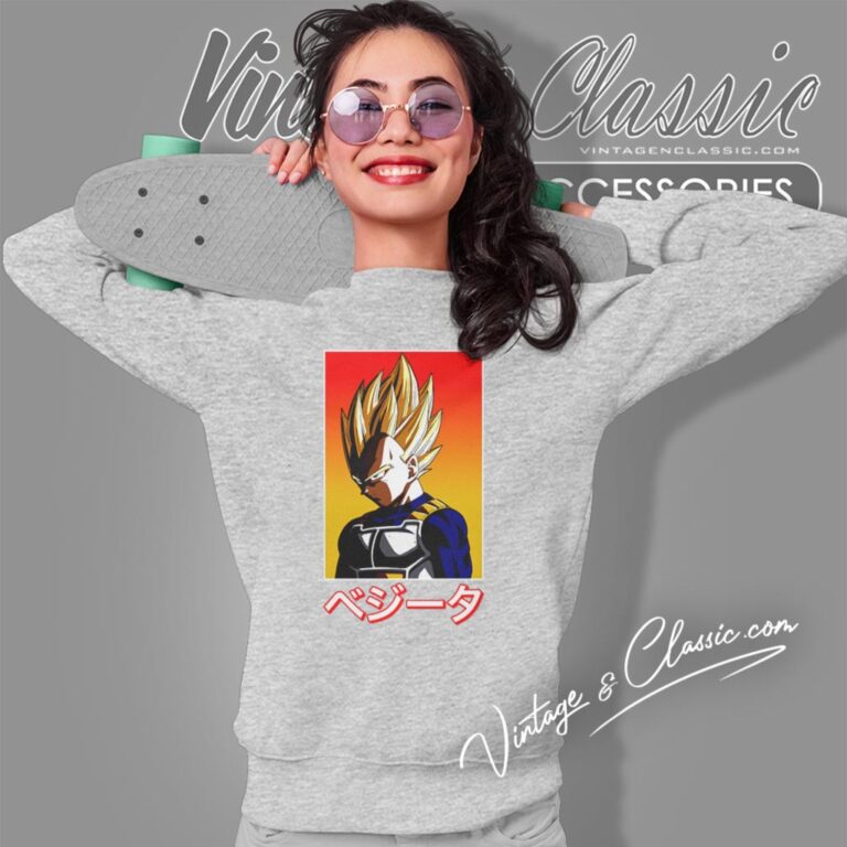 Dragon Ball Z Super Saiyan Vegeta And Kanji Sweatshirt Dragon Ball Z Super Saiyan Vegeta And Kanji Sweatshirt