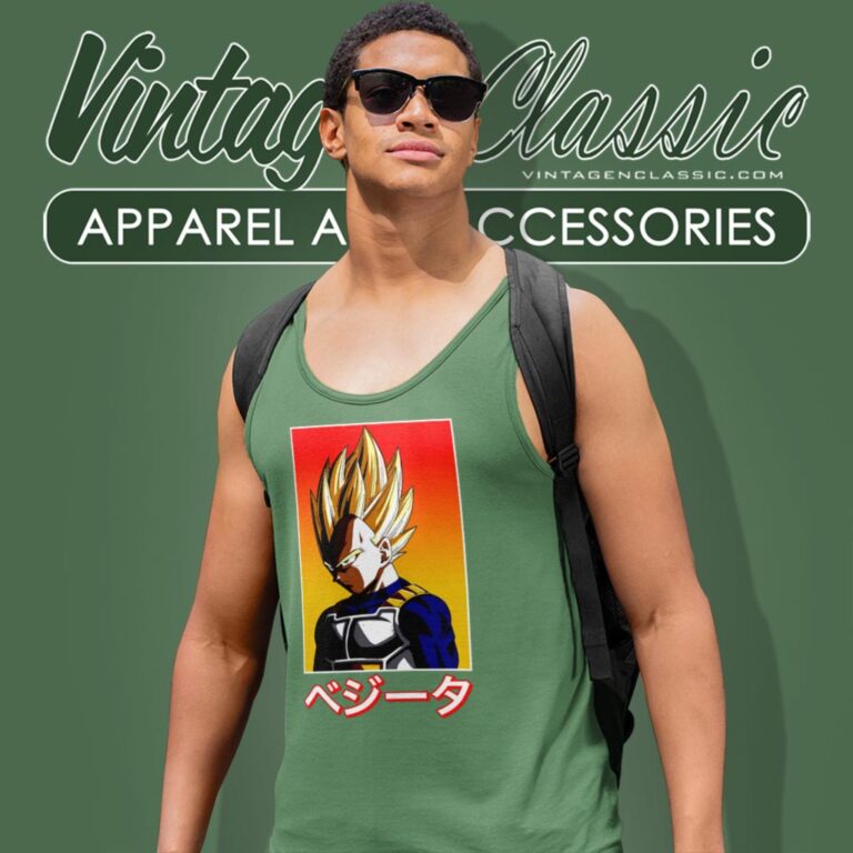 Dragon Ball Z Super Saiyan Vegeta And Kanji Tank Top Racerback Dragon Ball Z Super Saiyan Vegeta And Kanji Tank Top Racerback