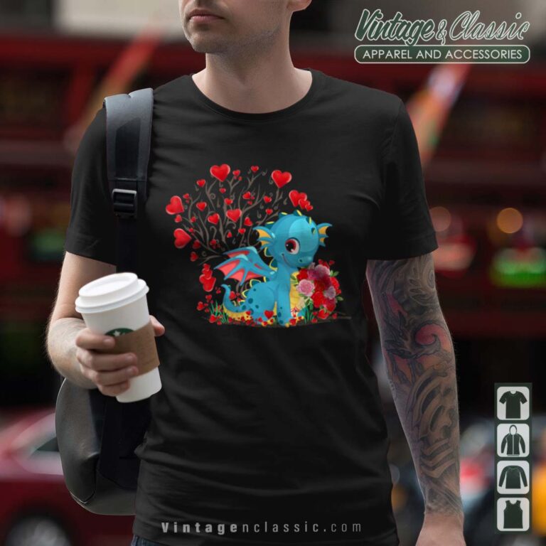 Dragon Valentines Day with Tree Hearts Shirt Dragon Valentines Day with Tree Hearts Shirt