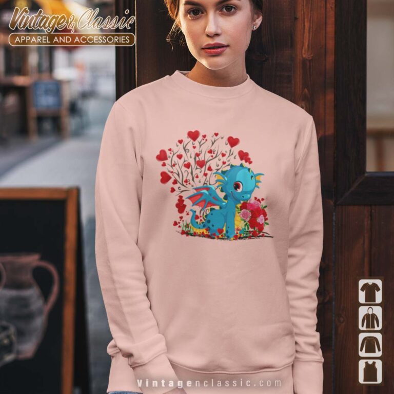 Dragon Valentines Day with Tree Hearts Sweatshirt Dragon Valentines Day with Tree Hearts Sweatshirt