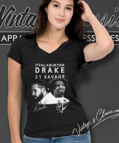 Drake Its All A Blur 2023 Shirt 21 Savage Tour Signature V Neck TShirt
